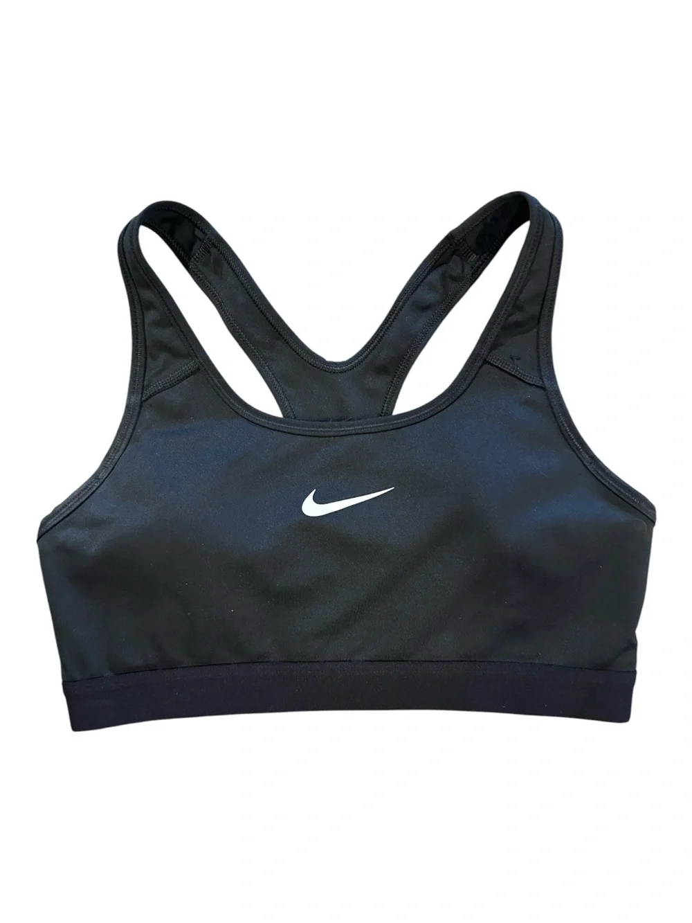 Like New Nike Black Racerback Sports Bra with White Swoosh